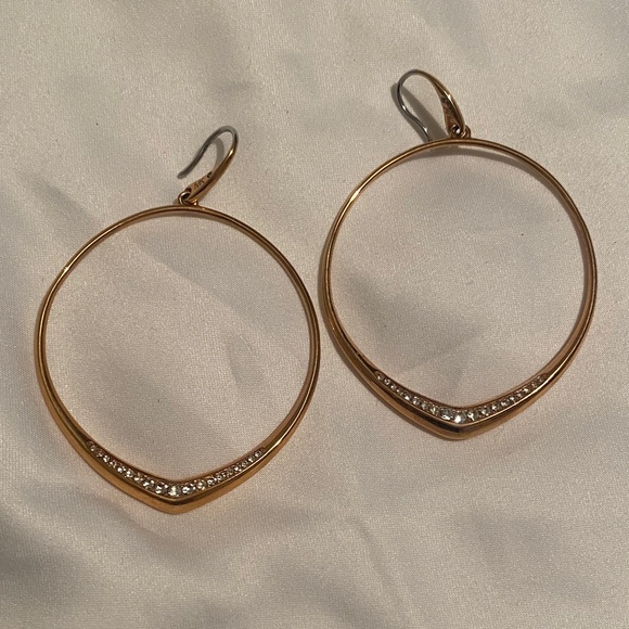 Michael Kors Rose Gold Hoop Earrings with Crystal Detail - Picture 1 of 5